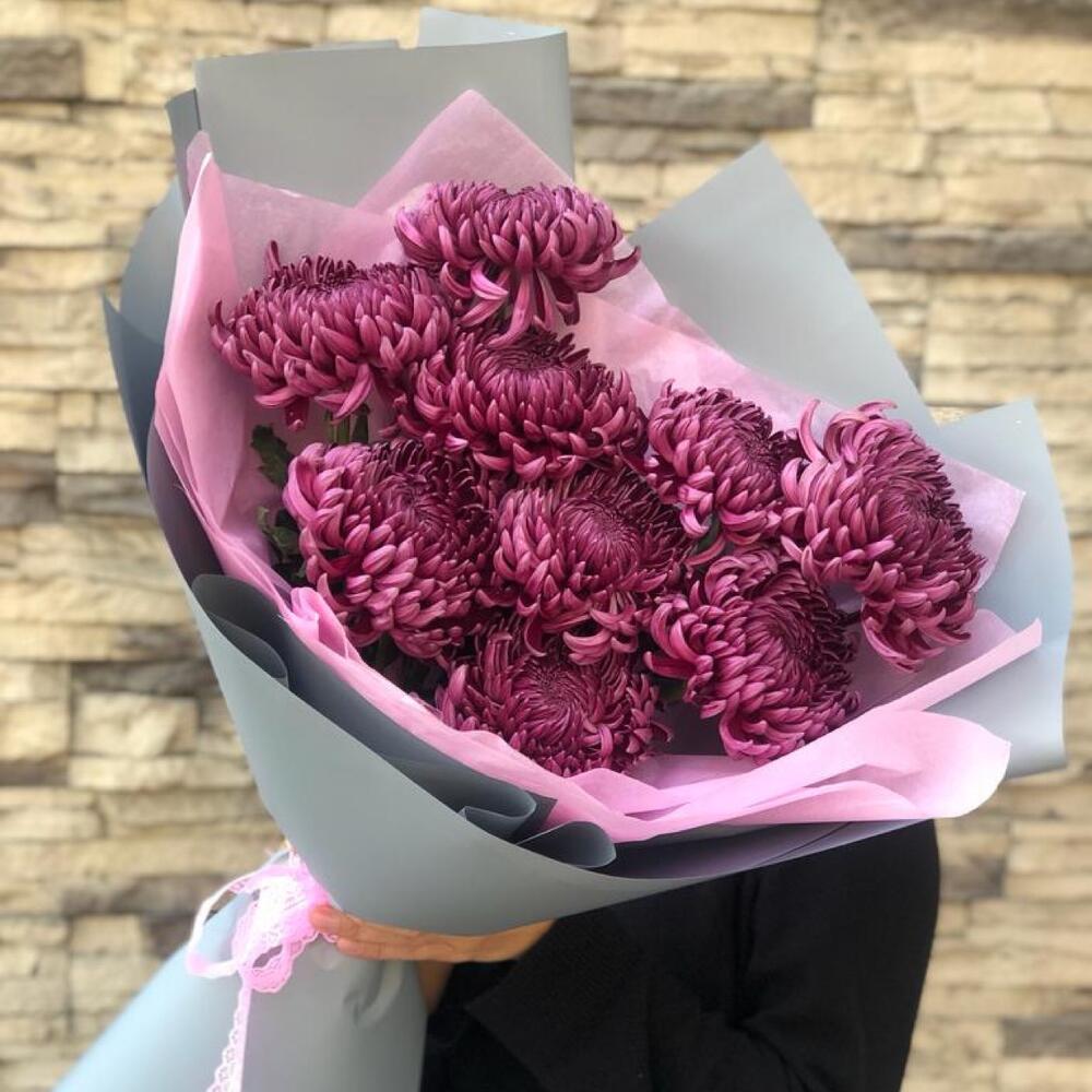 Букет из хризантем бигуди